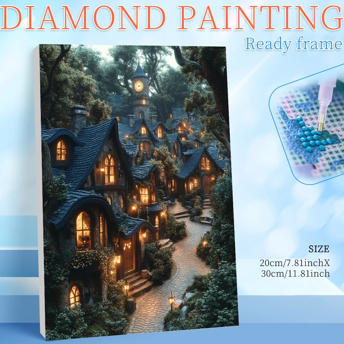 RUOPOTY Framed House 5d Diamond Painting Kits For Adults Living Room Decoration Rhinestone Art Crafts Landscape Full Round/Squar