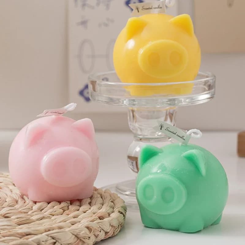 Cartone animato maialino candela stampo in Silicone animale maiale sapone resina stampo in cristallo simpatico maiale cioccolato che fa Set vassoio di ghiaccio decorazione della stanza regalo