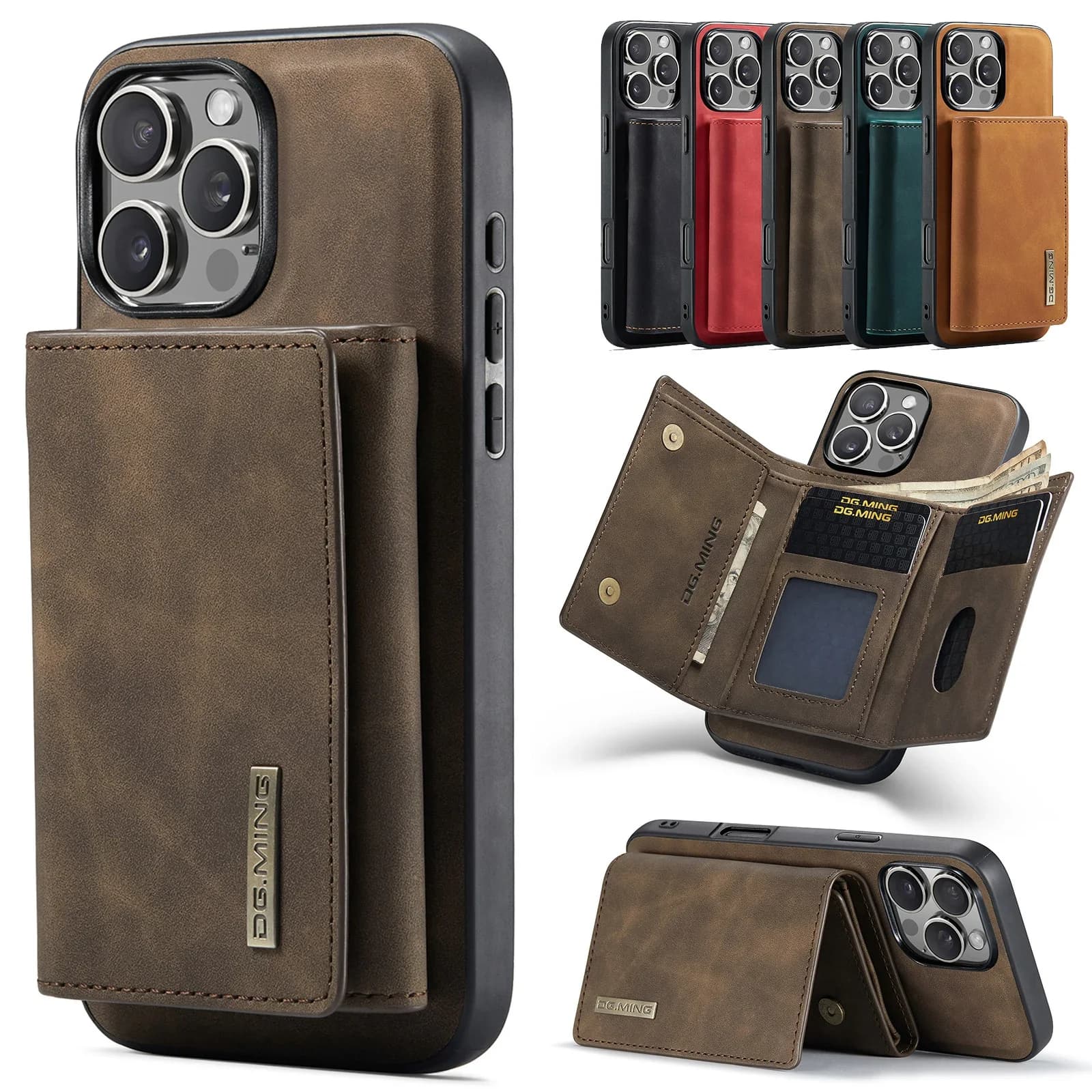 Custodia per iPhone 17 16 15 14 13 12 11 Pro Max Plus XS Max XR 8 7 Plus Portafoglio Tasca porta carte in pelle magnetica