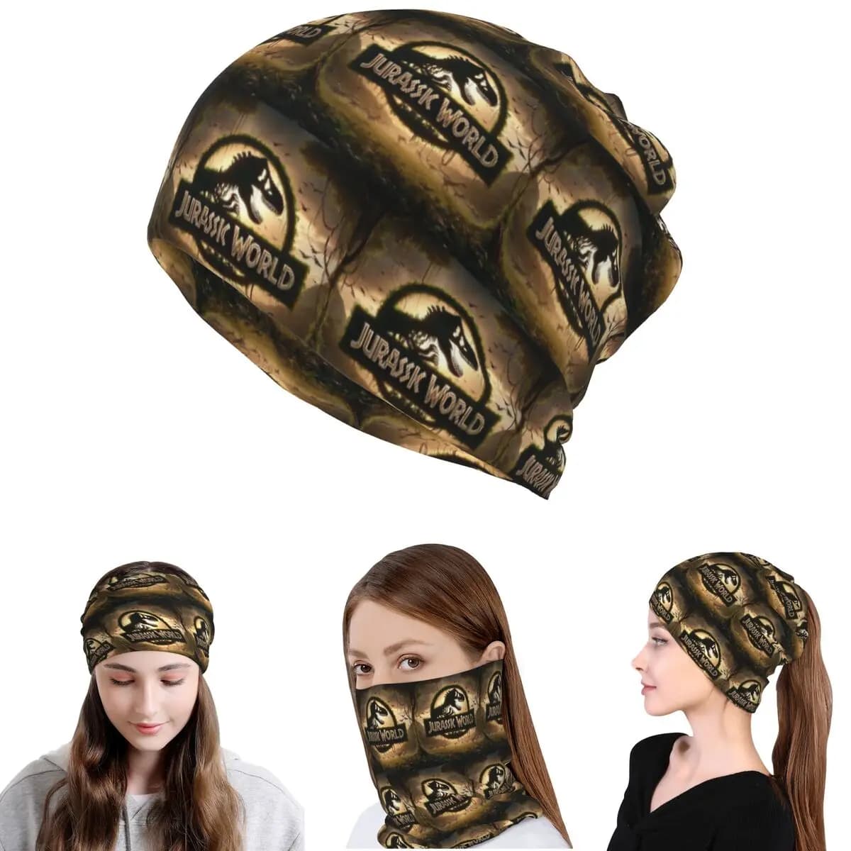 Bandana con stampa di dinosauri di Jurassic Park, maschera per il collo, sciarpa, fascia per la testa multiuso, berretto per uomo, donna, adulto, per tutte le stagioni