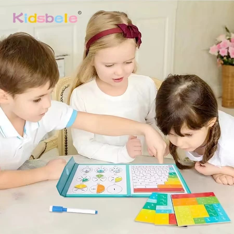 Piastrelle a frazione magnetica in legno Manipolatori puzzle per l'aula Montessori Matematica Interazione genitore-figlio Giocattolo per l'apprendimento