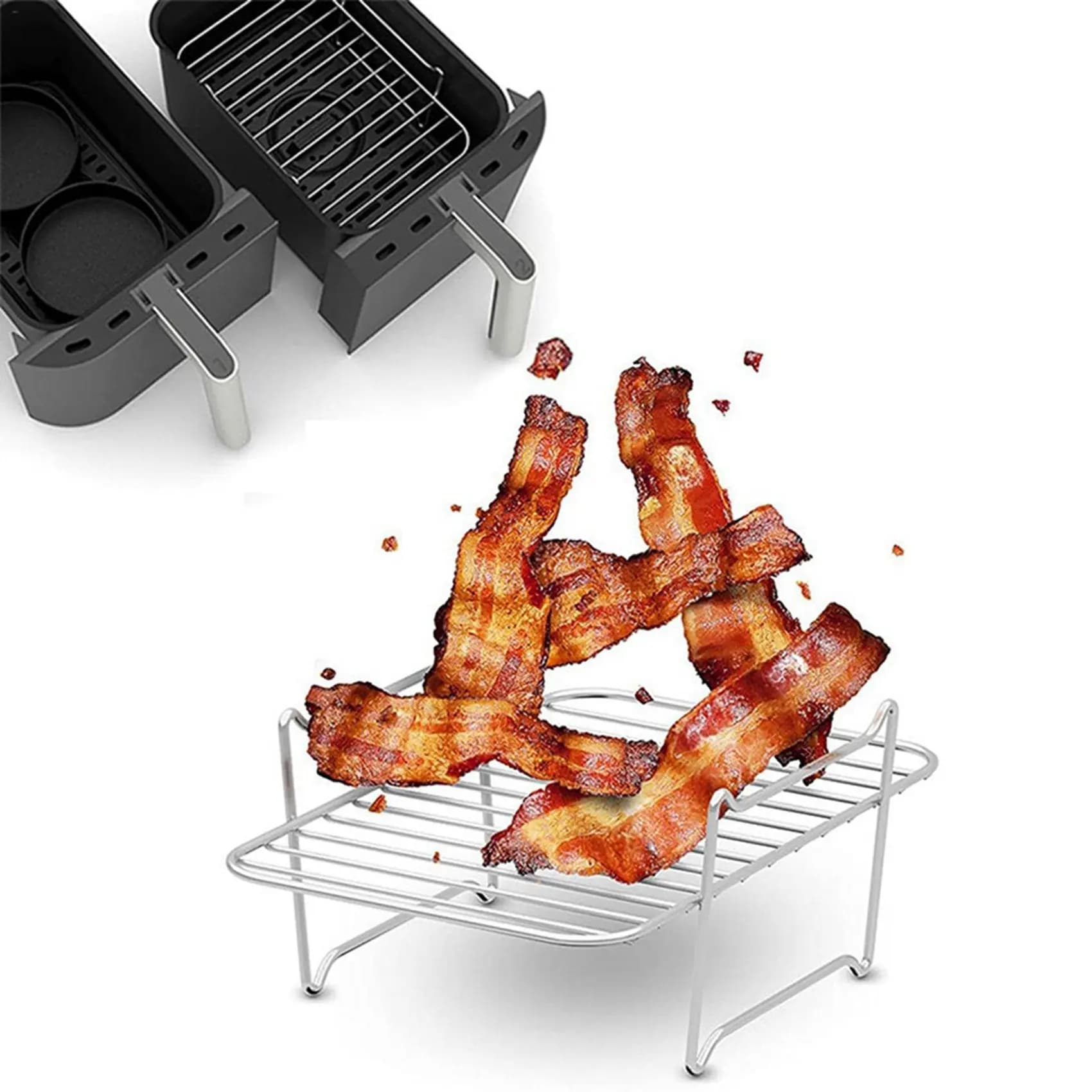 adPASSIONE ad2X Air Frying Grid for Ninja DZ201/DZ401 Food Accessories Stainless Steel Multilayer Stacking Grid