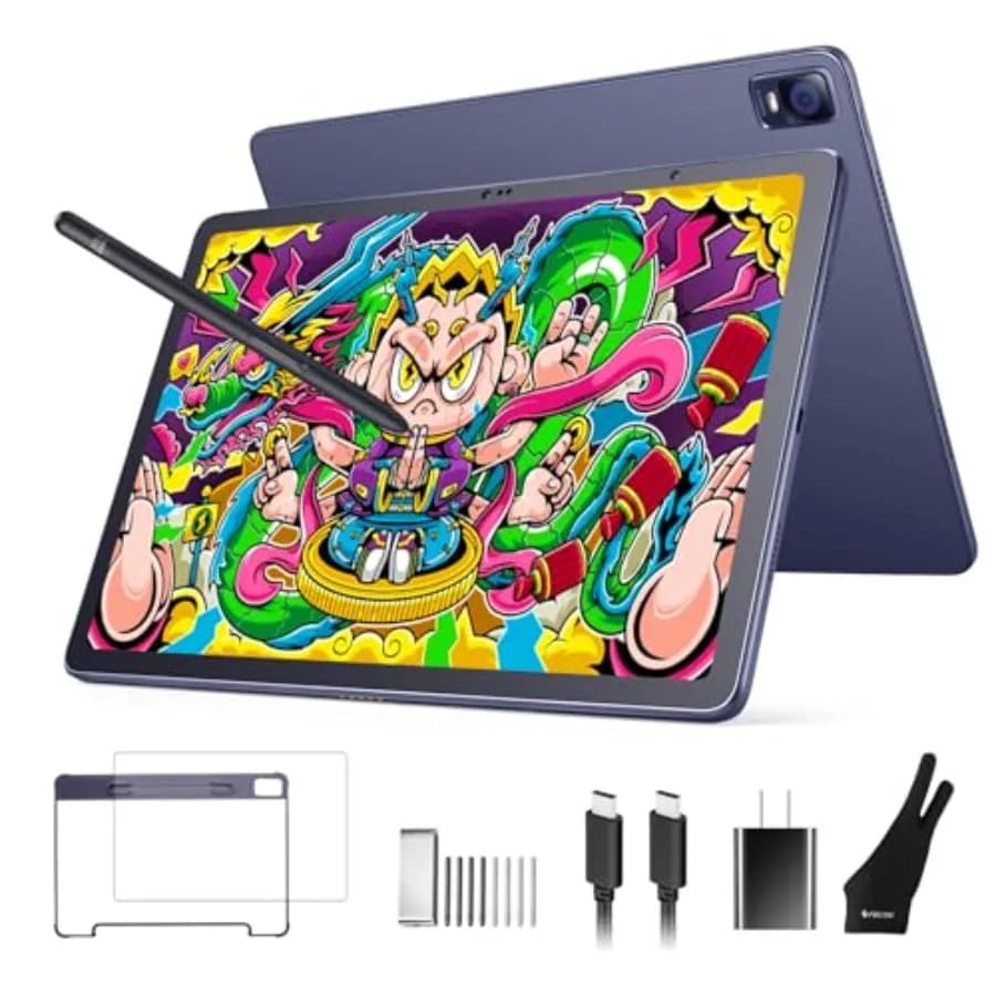 Tablet da disegno standalone da 12,2 pollici per arte e design digitali: schermo 2K FHD, stilo senza batteria, 16384 livelli di pressione, 8G+256G