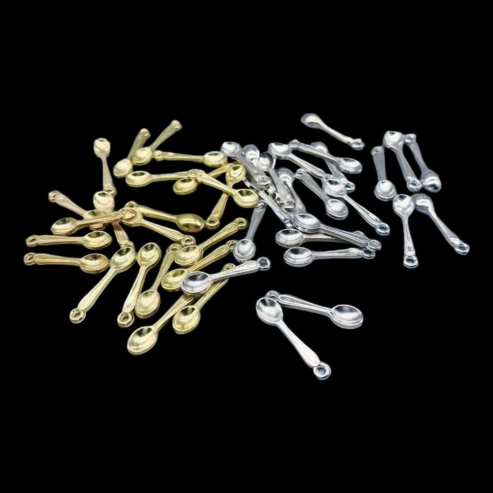 100 pezzi di ciondoli a cucchiaio piccolo placcati in oro CCB pendenti con ciondoli fai da te orecchini collana bracciale accessori per risultati di creazione di gioielli