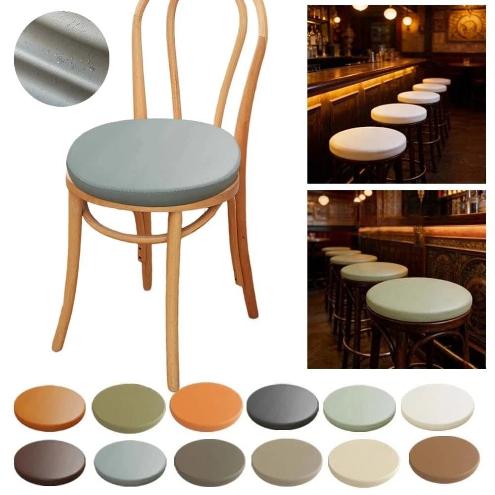 Cuscino Rotondo in Memory Foam a Lento Ritorno 30/35/40cm, Impermeabile in Pelle PU, Ergonomico, con Rivestimento Rimovibile per Sgabello da Bar