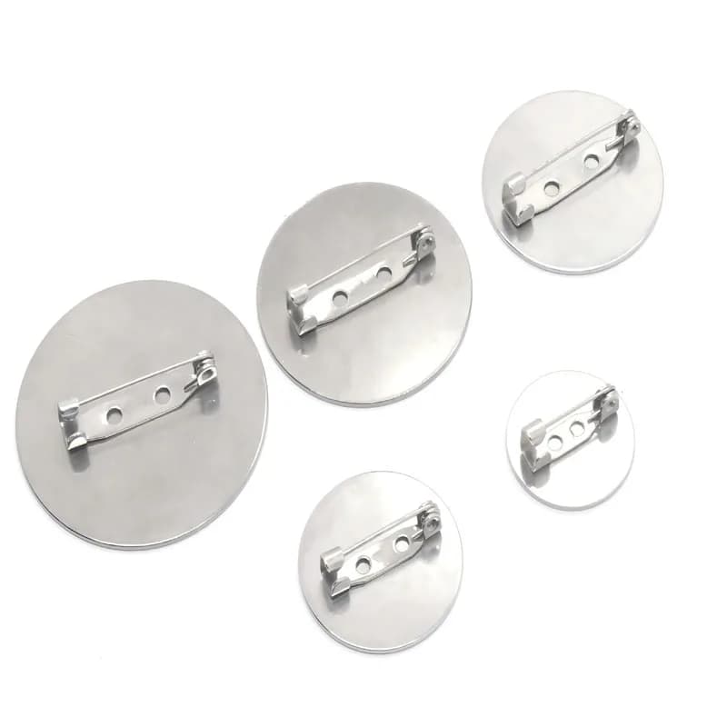 10 Pezzi Base per Spilla in Acciaio Inossidabile, Base per Cabochon 20/25/30/35/40 mm, Vassoi per Spille di Sicurezza, per Creazione Gioielli Fai da Te