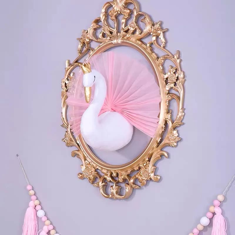Nuovo ciondolo 3D fatto a mano corona cigno bambini natale testa di animale decorazione della parete per la camera dei bambini regalo di compleanno decorazione della stanza dei bambini