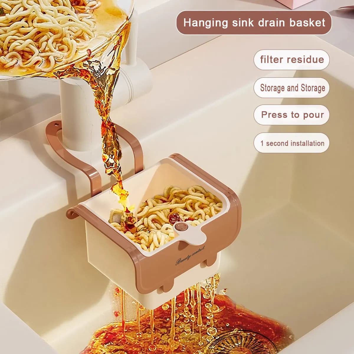 1 pz Cestino di scarico per lavandino sospeso Cestino del filtro dell'acqua in plastica Cestino del filtro di scarico dei rifiuti Frutta Verdura Scolapiatti Spugna Rack di stoccaggio