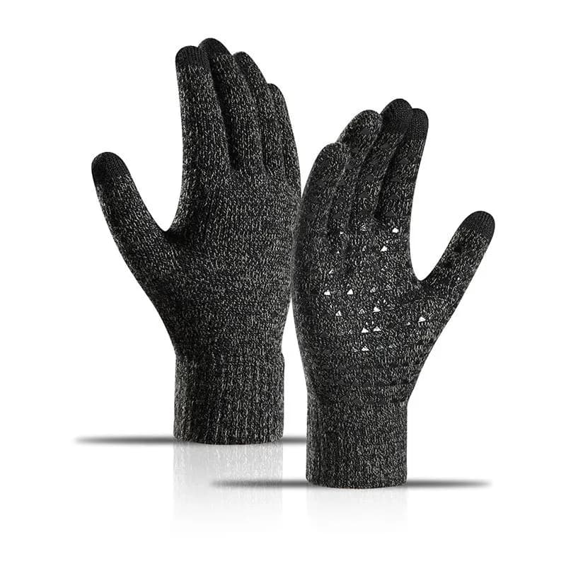 Un paio di guanti lavorati a maglia autunno velluto spesso touch screen lavorato a maglia ciclismo a prova di freddo antiscivolo stampa offset guanti caldi invernali