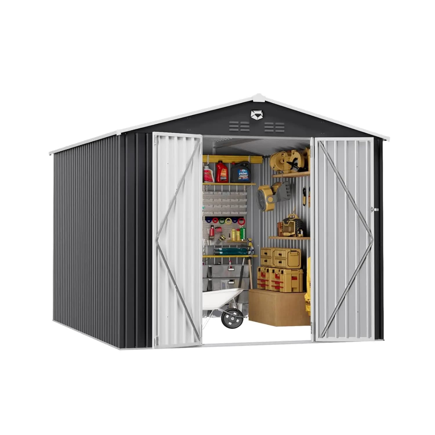 Garden Case in Metal 10x12 FT, Waterproof, with Key Lockable Doors, Custom Space for Courtyard Organization