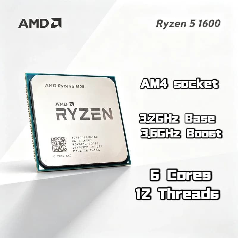 AMD Ryzen 5 1600 R5 1600 6 Core 12 Thread CPU 3.2 3.6GHz 14nm AM4 Socket 16MB L3 65W Zen1 Desktop Gaming Tray 4K Ready No Cooler