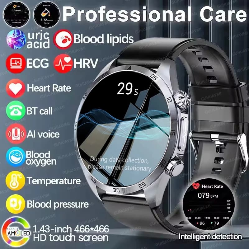 Nuovo Smartwatch 2026 AI-GPT per Misurazione Salute Uomo: Ossigeno nel Sangue, Acido Urico, ECG+PPG, Pressione Sanguigna, Monitor Sonno CES, Chiamate HD