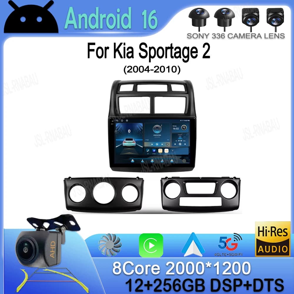 Car Radio Android 16 For Kia Sportage 2 2004 2005 2006 2007-2010 Navigation GPS Multimedia Video Player Stereo wireless Carplay