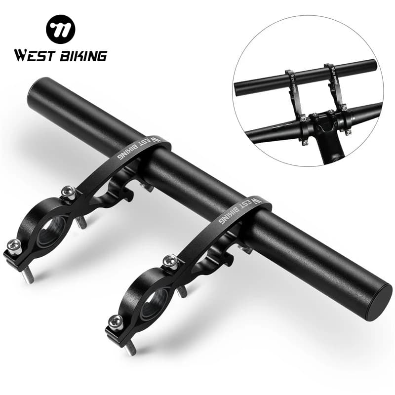 WEST BIKING MTB Estensore per manubrio in carbonio Bici da strada Maniglia integrata Barra di prolunga in alluminio Supporto per telefono leggero per computer da bici