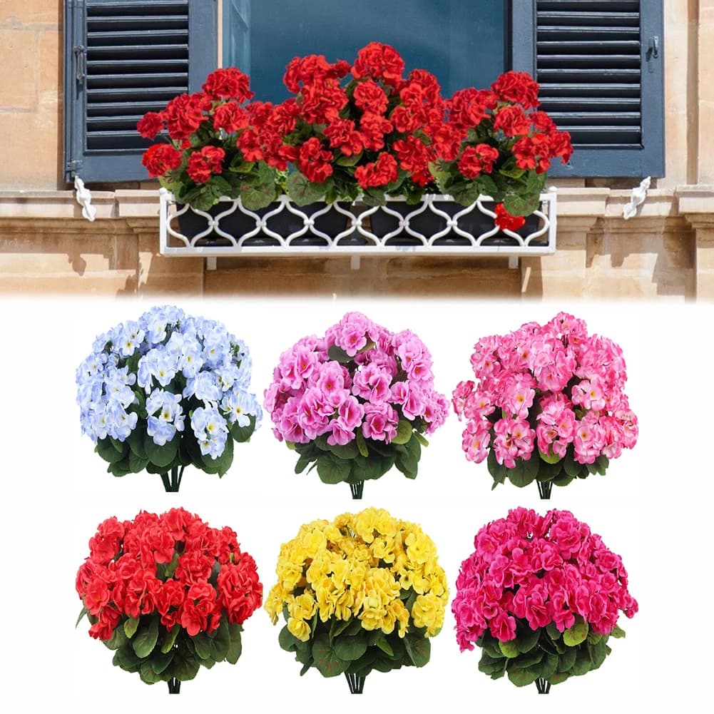 1 Piece Artificial Silk Plant, Begonia Flower Simulated, Silk Geranium, Fai-da-Te Floral Decoration for Home, Christmas, Weddings and Celebrations