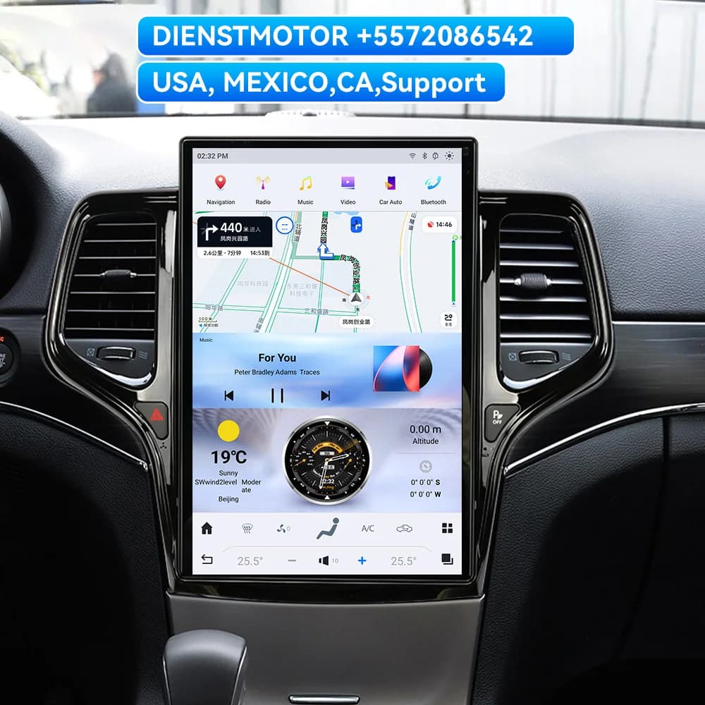 14.4 pollici Android 8 + 128GB Per JEEP Grand Cherokee 2010-2021 Tesla Stile Auto GPS di Navigazione Lettore Multimediale Radio nastro unità principale