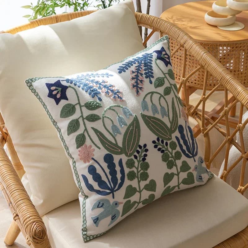 Pure Cotton Embroidered Office Cushion Pillowcase Car Cushion Cover 45X45CM Lumbar Pillowcases Sofa Pillowcase