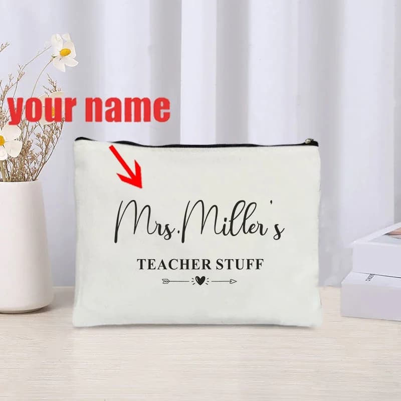 Borsa per il trucco personalizzata per l'insegnante Borsa per i materiali per l'insegnante personalizzata Regalo per il ritorno a scuola Grazie per l'insegnante Astuccio personalizzato