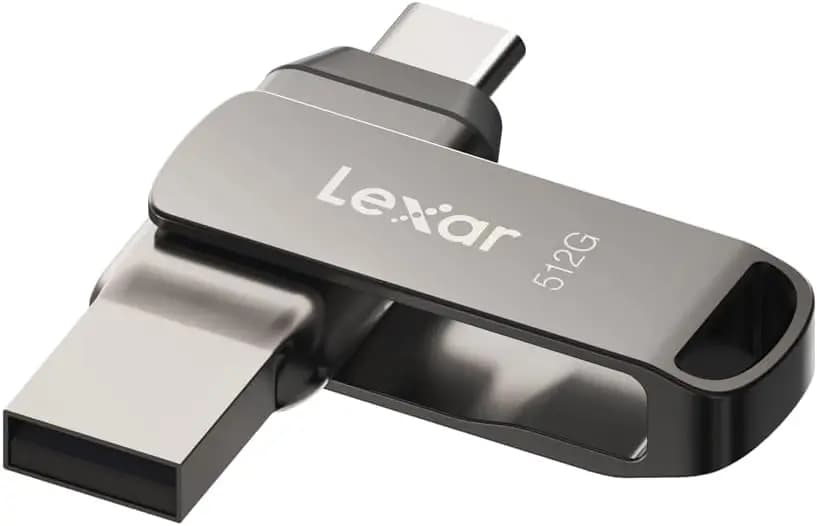 Chiavetta USB 3.2 Type-C e Type-A da 512GB per iPhone 15, fino a 170MB/s, design girevole in metallo