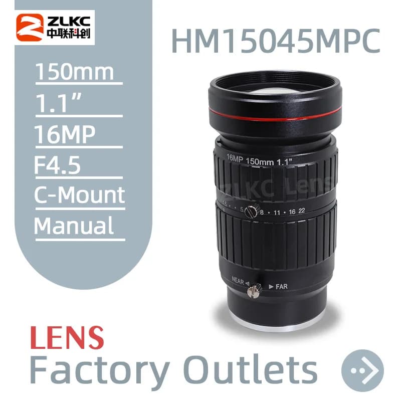 150mm fixed focus FA lenses 1.1 inch C-Mount camera 16MP high resolution CCTV F4.5 manual iris machine vision industrial cameras