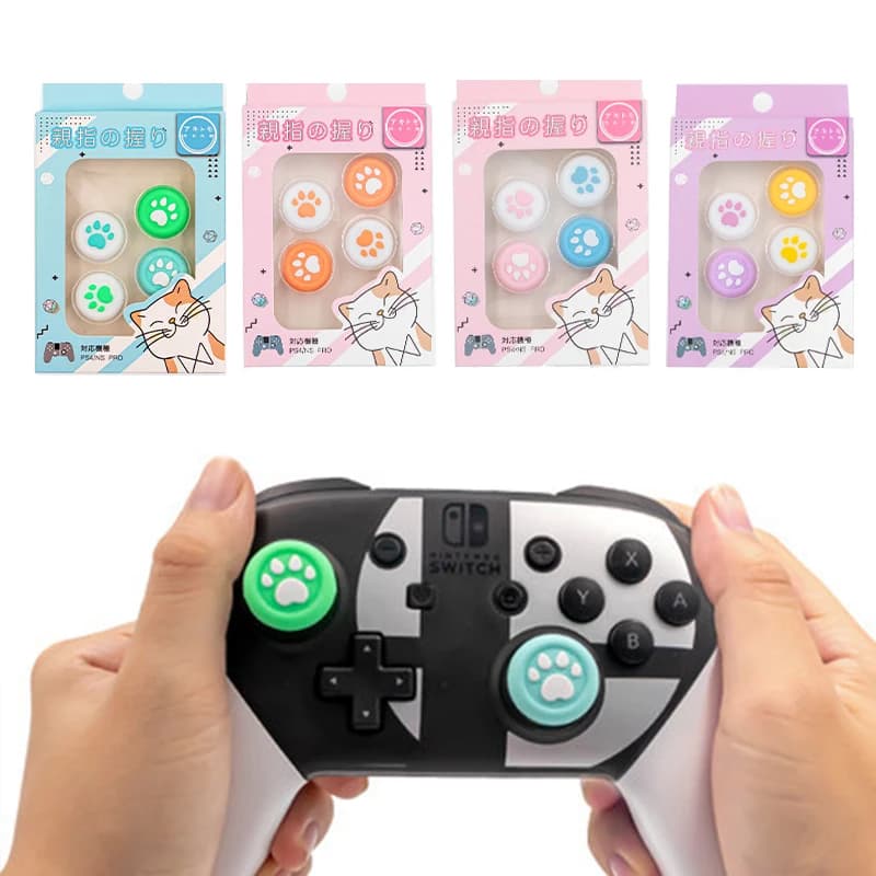 Thumb Stick Grip Cat Paw button Caps Joystick Cover per Sony Playstation PS5 4/3 PS4/PS3/Xbox 360 One/Switch Pro Controller Case