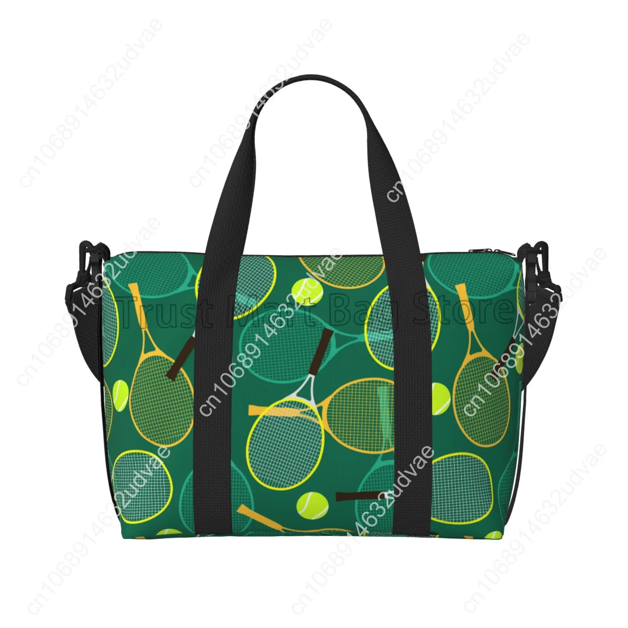 Travel baskets with raquette print and tennis balls Multipurpose travel bags Night bags for weekend Unisex casual waterproof travel bag