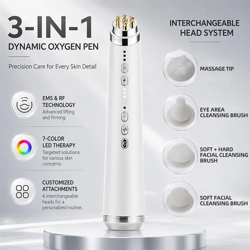 New Portable 3-in-1 EMS Oxygen Beauty Pen Anti-Aging Skin Tightening Collagen Stimulator for Face and Neck Care Skin care