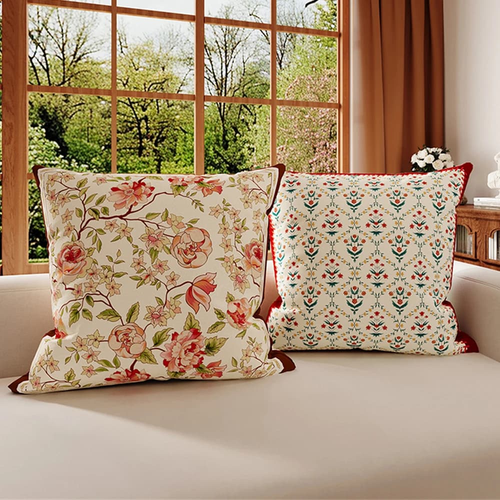 Light Luxury Style Backrest Pillow Waist Backrest Tatami Bedside Living Room Sofa Pillow Home Decoration Plant Printed Pillow