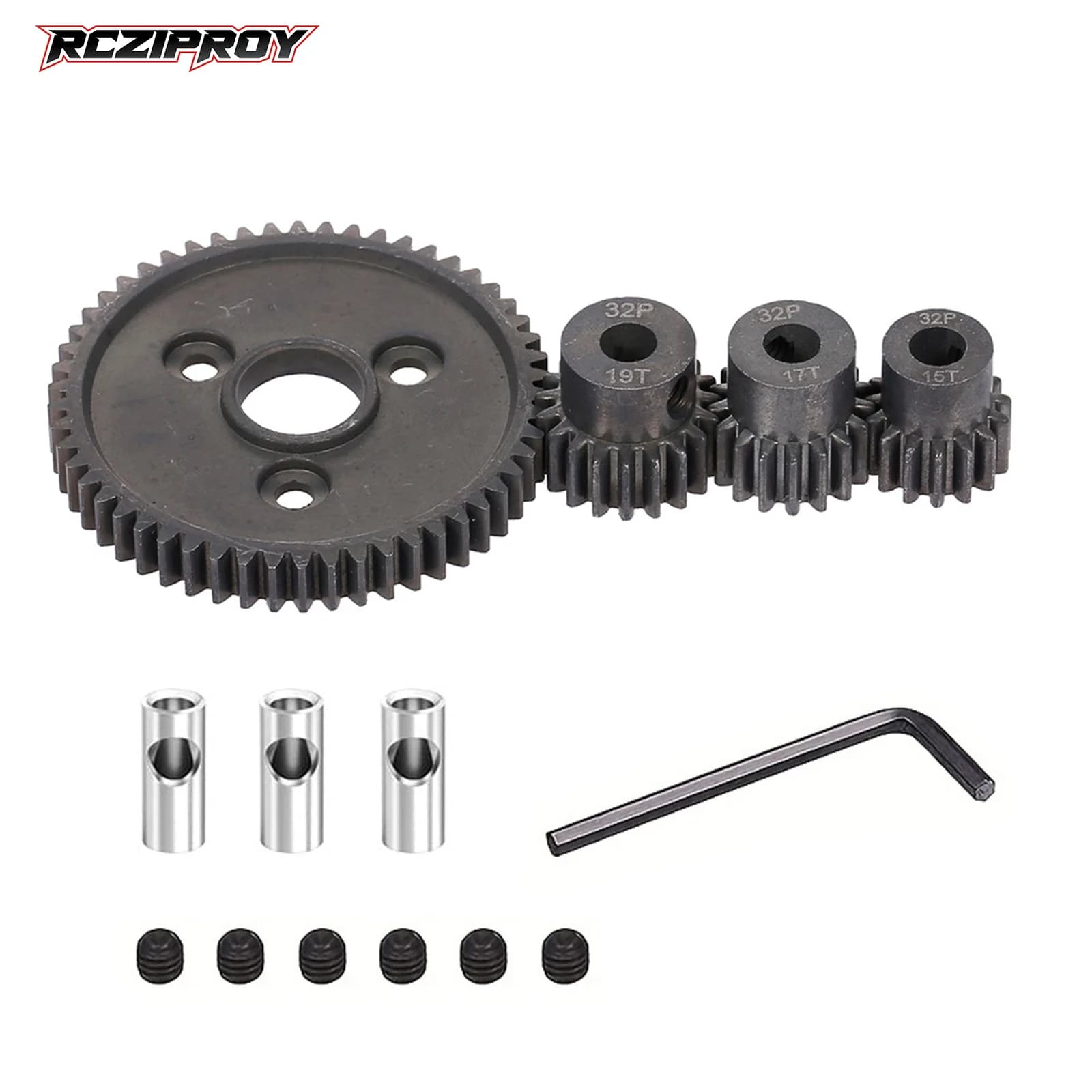 Ingranaggio RC Tra Slash 4x4 Short Card in acciaio temprato con denti a spirale 54T e denti motore 15/17/19T, ricambi RC 1/10