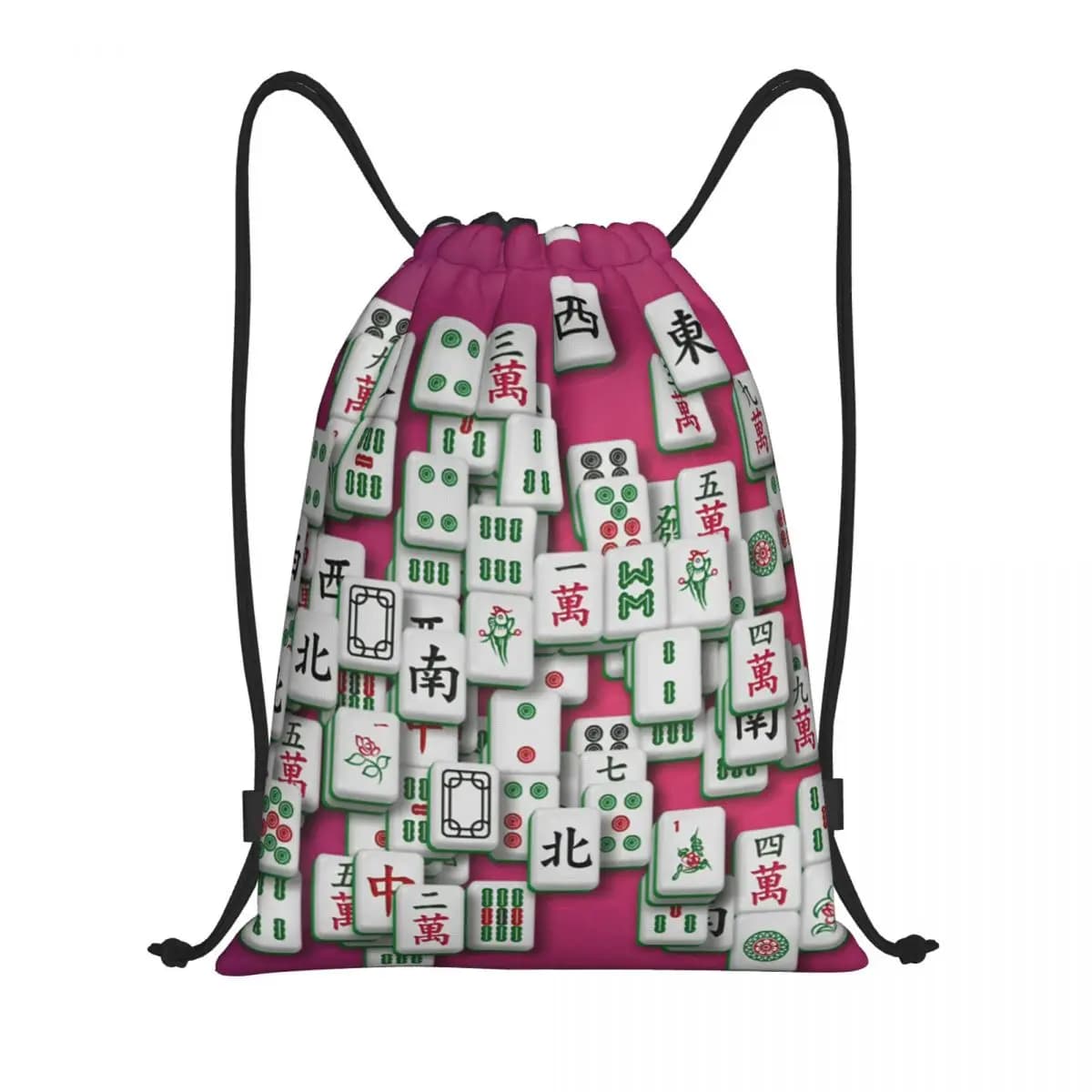 Zaini con motivo Mahjong, borse sportive portatili con coulisse, borse per libri, per viaggi e scuola