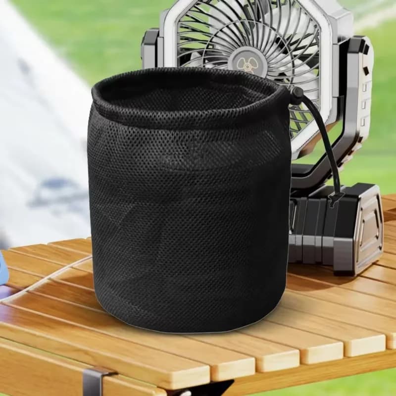 Black nylon mesh bag, travel bag, purse with drawstring, mesh bag, bag holders, camping tool bag, tableware organizer and kitchen utensils