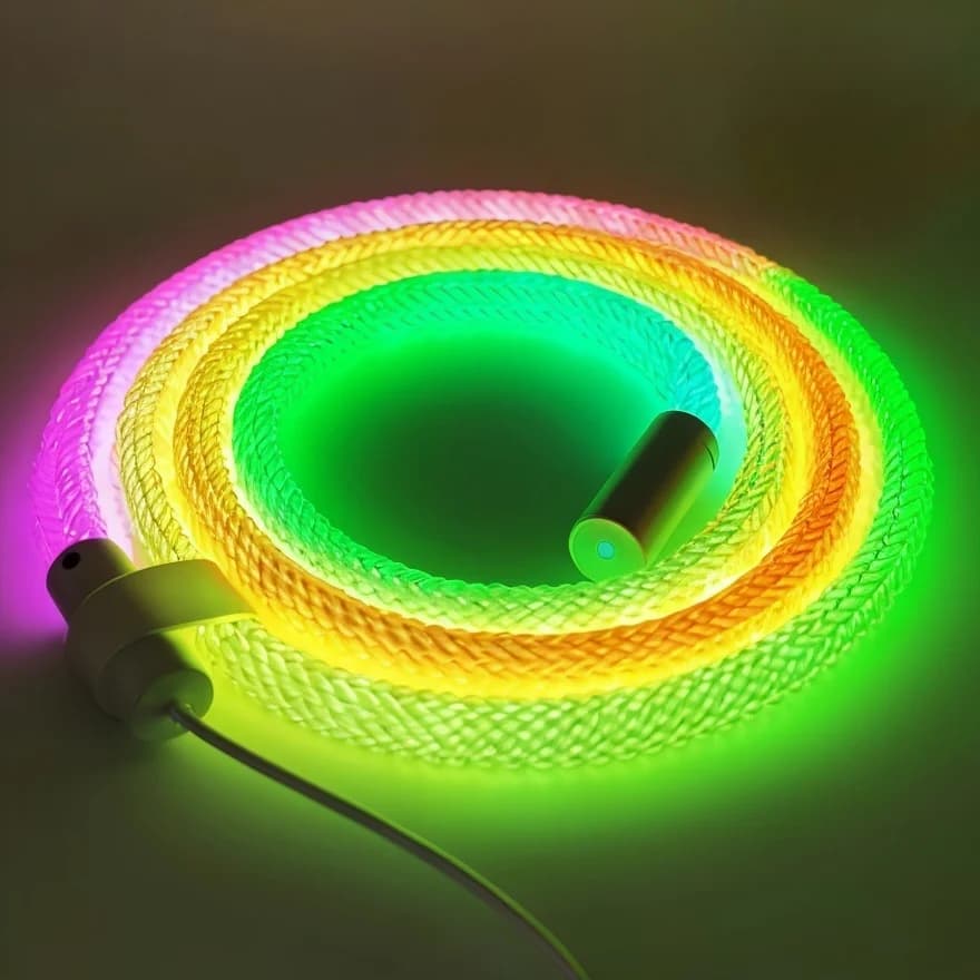 Strisce LED al neon RGBIC reticolate rotonde da 360 gradi USB 5V Smart Bluetooth Silicone LED Neon Light Corda Room Decor