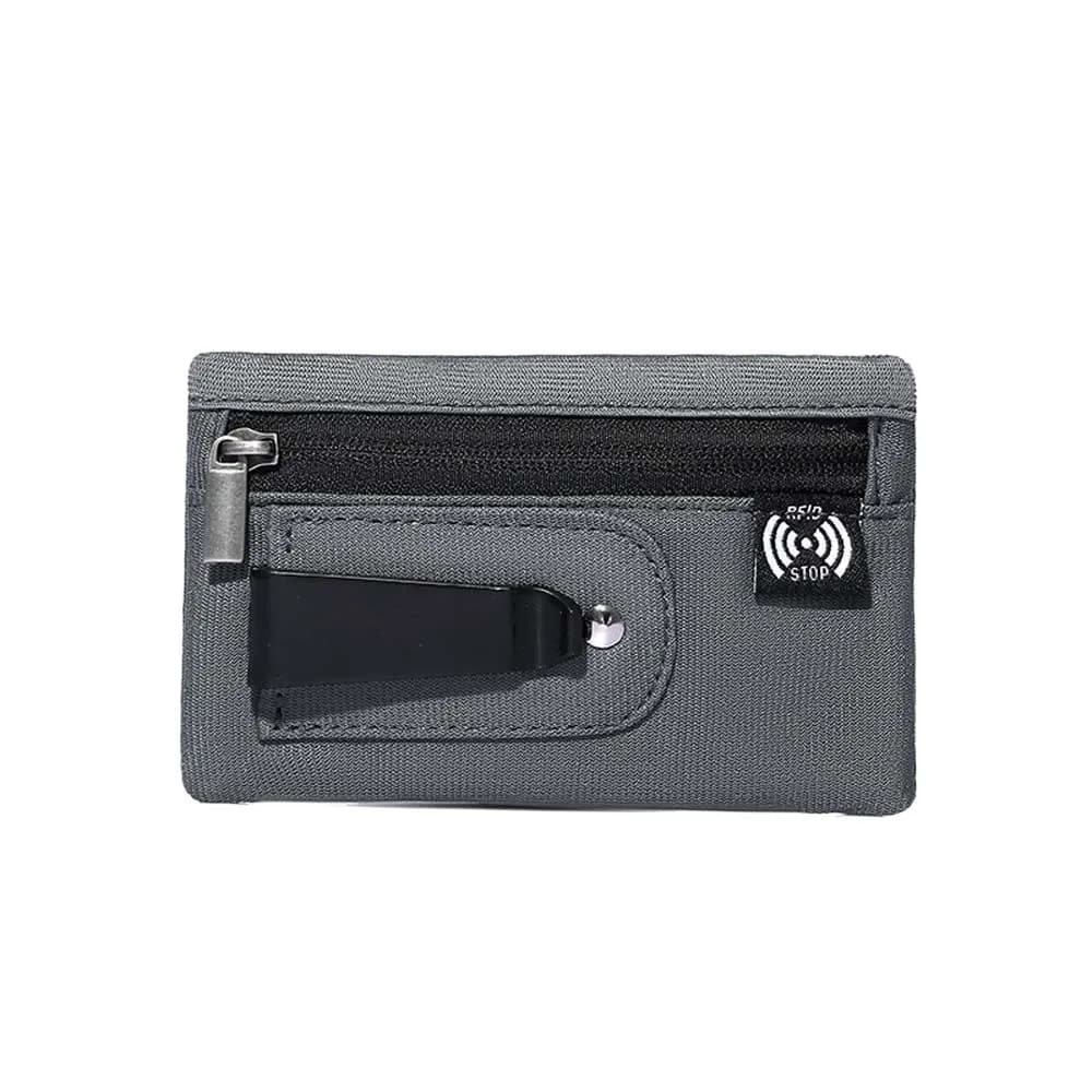 Custodia versatile con clip sottile Borsa antimagnetica per carte multiple con clip posteriore Portafoglio semplice con protezione RFID in tinta unita da uomo