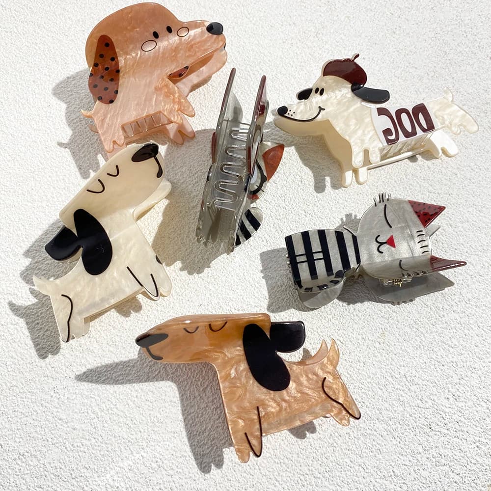 AENSOA Accessori per capelli per cani e gatti Copricapo da donna Animale del fumetto Semplice frangia laterale Clip per artigli Coda di cavallo alta Forcina fissa