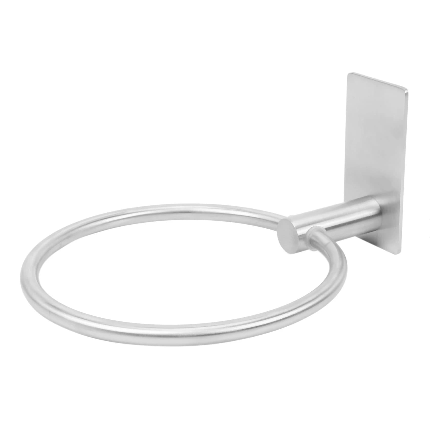 A88E-2X Portasciugamani ad anello/portasciugamani rotondo autoadesivo per bagno, in acciaio inossidabile color argento
