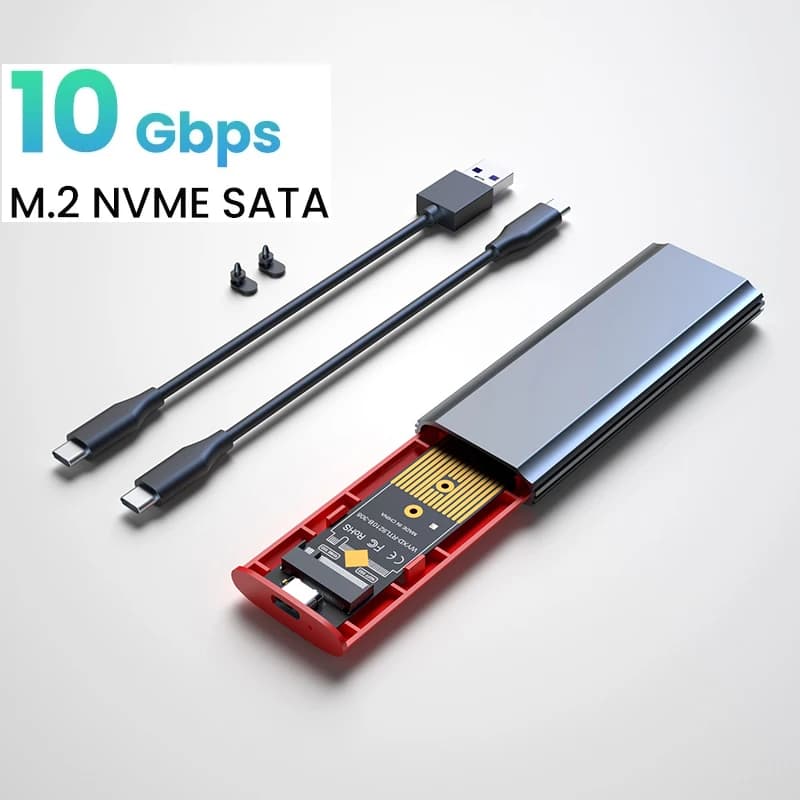 Custodia SSD M2 custodia NVMe USB 3.1 tipo C 10Gbps M.2 NVME PCIe SSD 6Gbps M.2 SATA SSD scatola adattatore esterno doppio protocollo 2 cavo