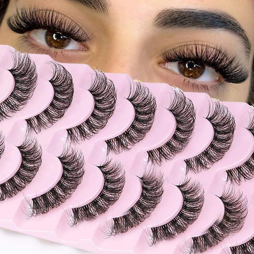 10 paia di ciglia finte 6D Super Fluffy Wispy Faux Mink Eyelashes Cat Eye Effect ciglia drammatiche Extension ciglia Makeup
