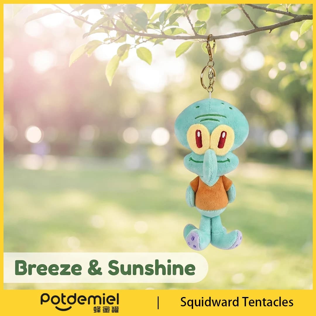 Potdemiel SpongeBob Squidward Tentacles Plush Keychain Stuffed Doll Bag Charm Pendant Cartoon Backpack Decoration Kids Gift Toy