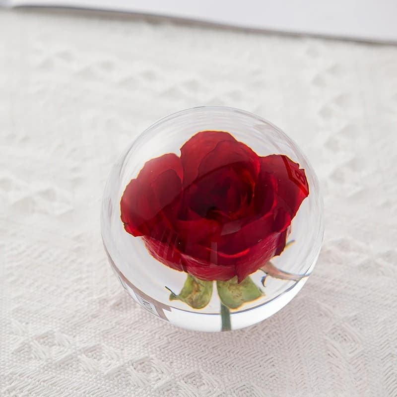 Sfera di cristallo di fiore da sogno da 8 cm, varie sfere da sogno decorate con fiori, sfere di cristallo artigianali decorative per interni,