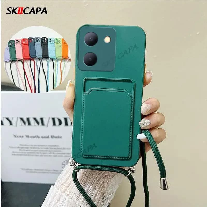 Silicone wallet case with slot for cards with shoulder strap for Xiaomi 14T Pro Mi 14T Pro 14 T 13T 12T Soft TPU strap