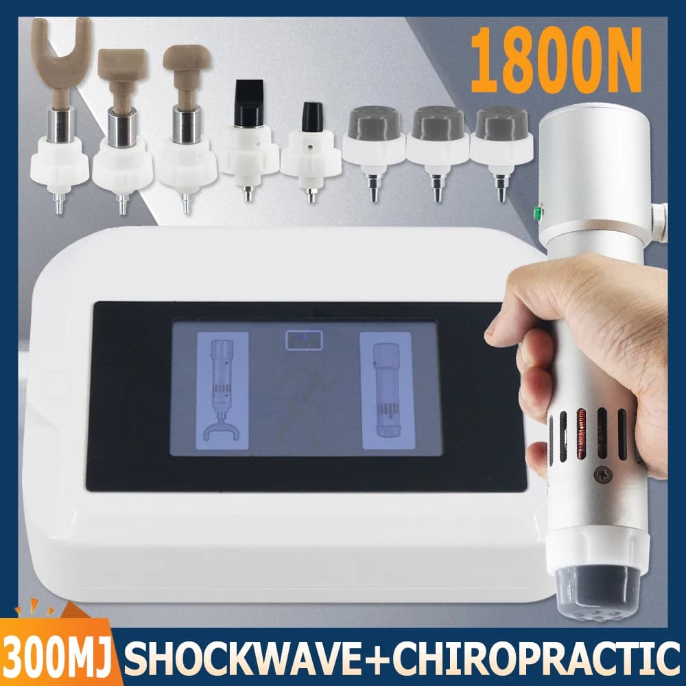 300MJ Shockwave Therapy Machine For ED Treatment Pain Relief 1800N Chiropractic Gun Professional Shock Wave 2 IN 1 Massager 2026