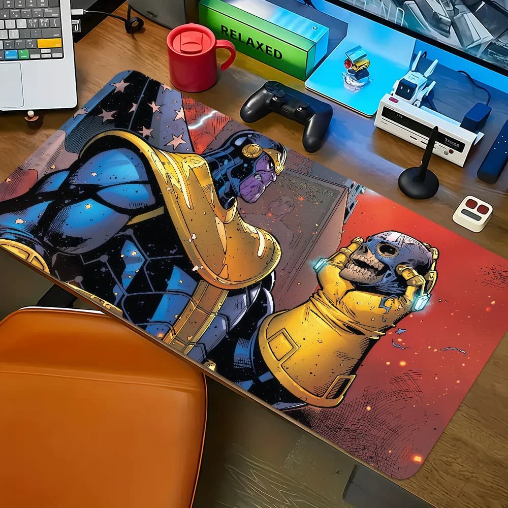 Tappetino per mouse grande antiscivolo con bordi cuciti, design divertente e artistico di Thanos, per computer desktop, tastiera, ufficio e studenti