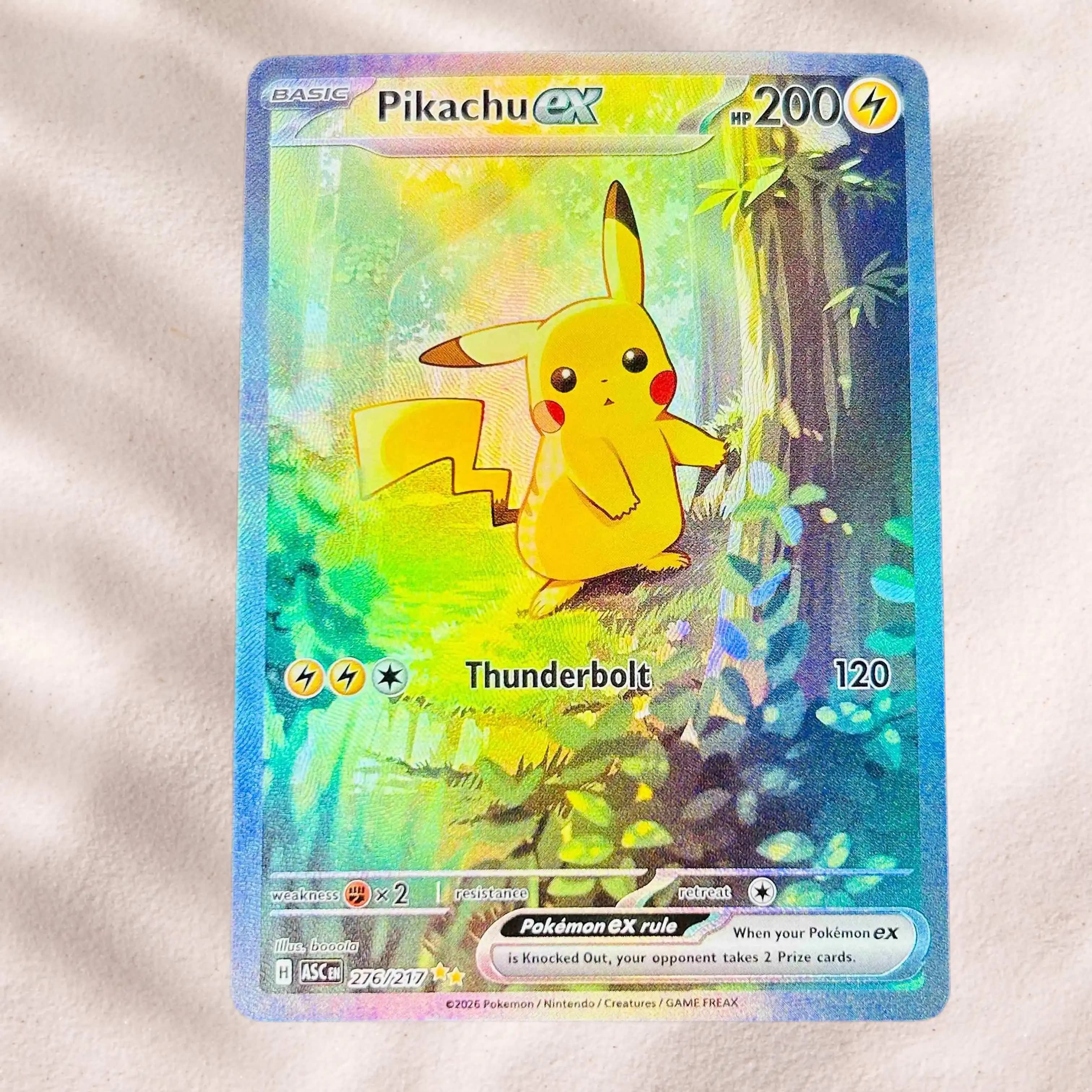 DIY Pokemon Pikachu ex 276/217 Holographic Texture English Version Premium Anime Collection Card Perfect Condition