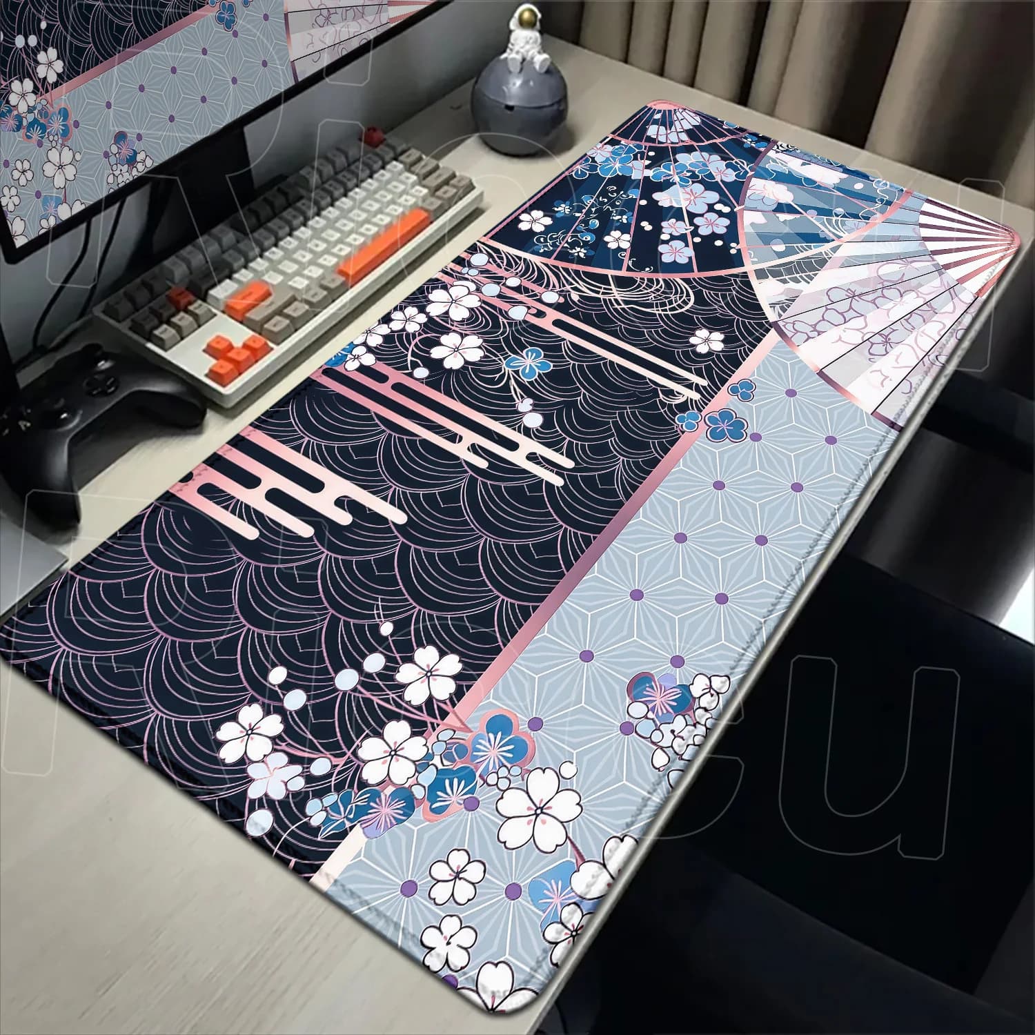 Tappetino per mouse con stampa HD Sakura Fan, tappetino per mouse da gioco XXL, tappetino per tastiera di grandi dimensioni, accessori per PC, tappetini per computer