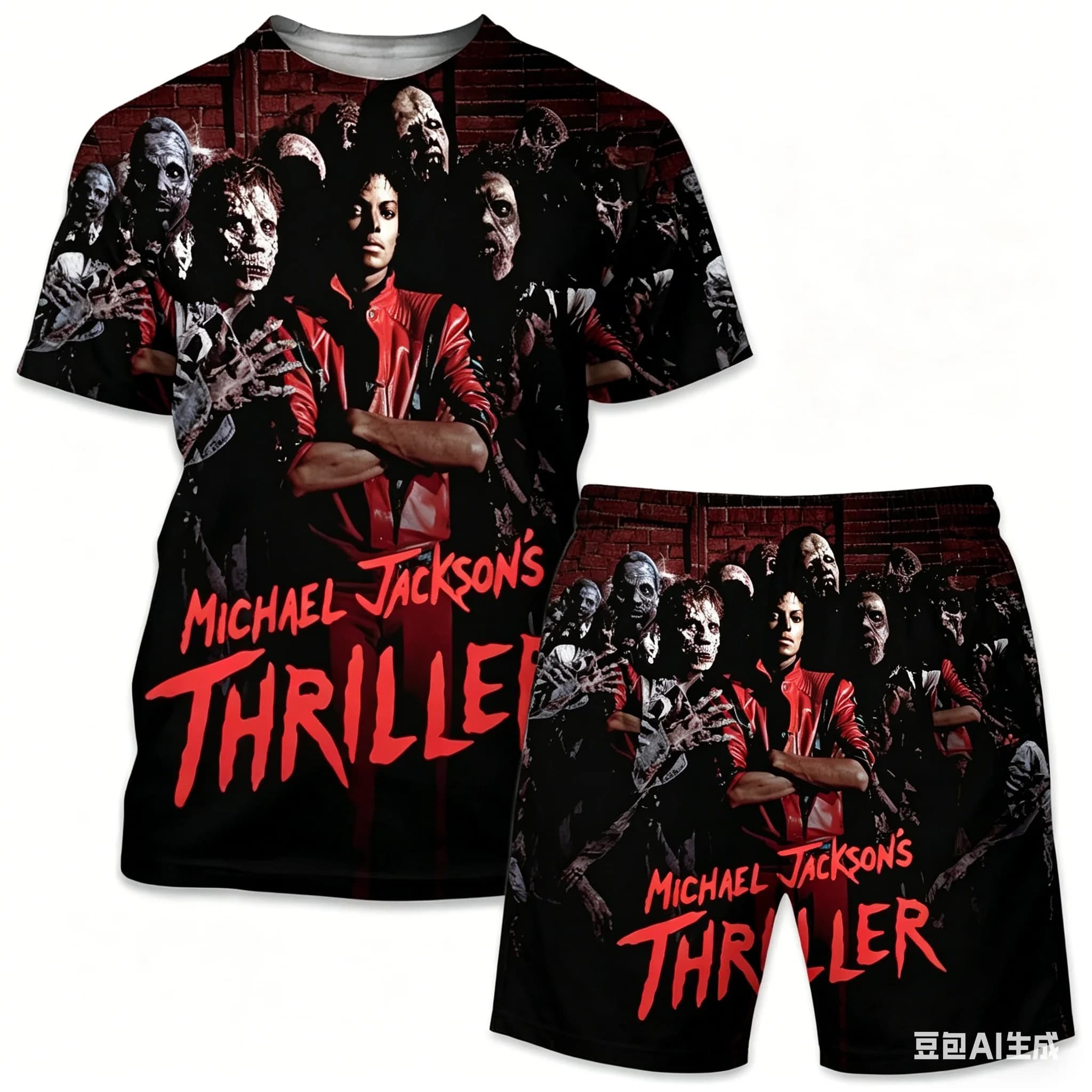 Nuovo Set Estivo 2026 a Tema Michael Jackson Thriller: T-Shirt Traspirante a Maniche Corte + Pantaloncini Casual con Coulisse