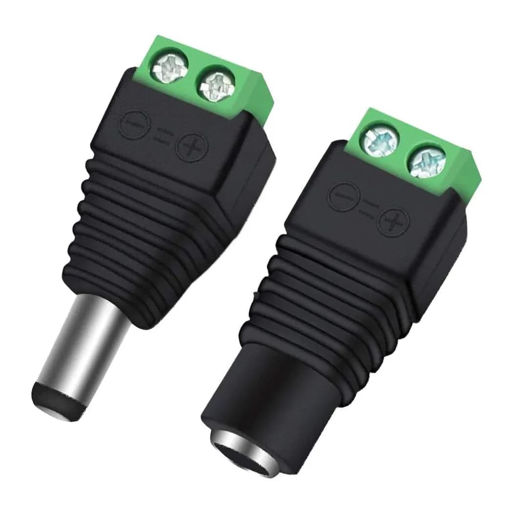 Maschio + Femmina 12 V 2.1x5.5mm DC Power Jack Spina Adattatore Connettore a cilindro per telecamera di sicurezza CCTV Striscia LED, Sistemi di sicurezza e altro