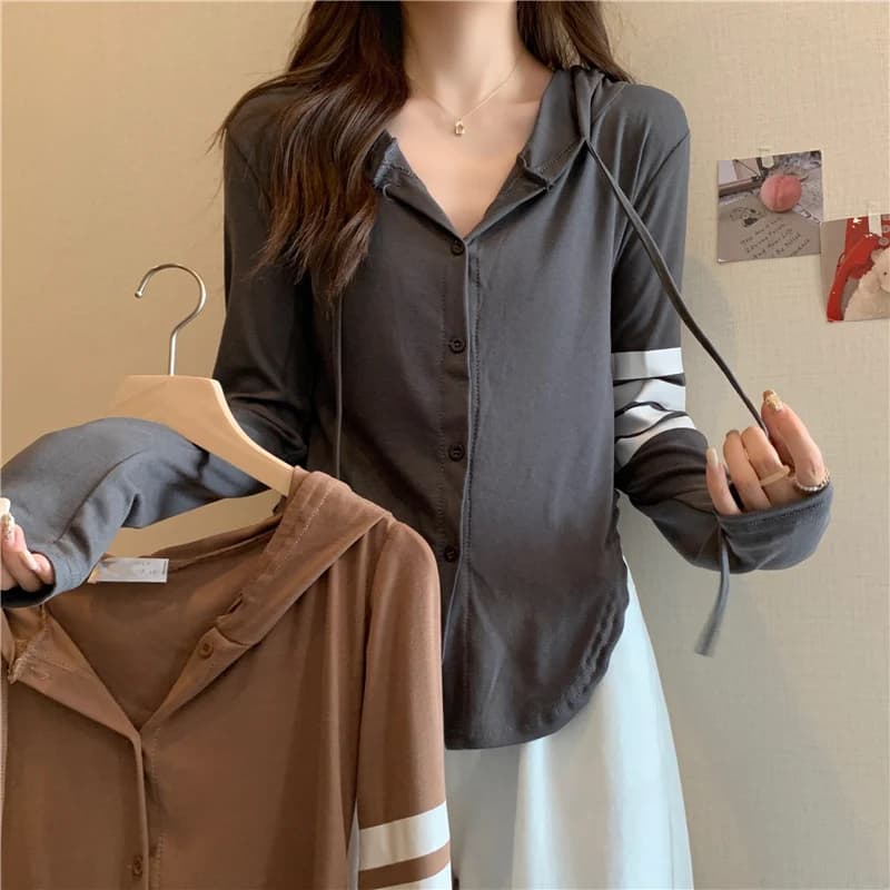 Women's Long Sve Hoodie T-irt Slim Fit Summer Base irt Thin Sle round Ne College Sweet Sle Autumn New Arrival
