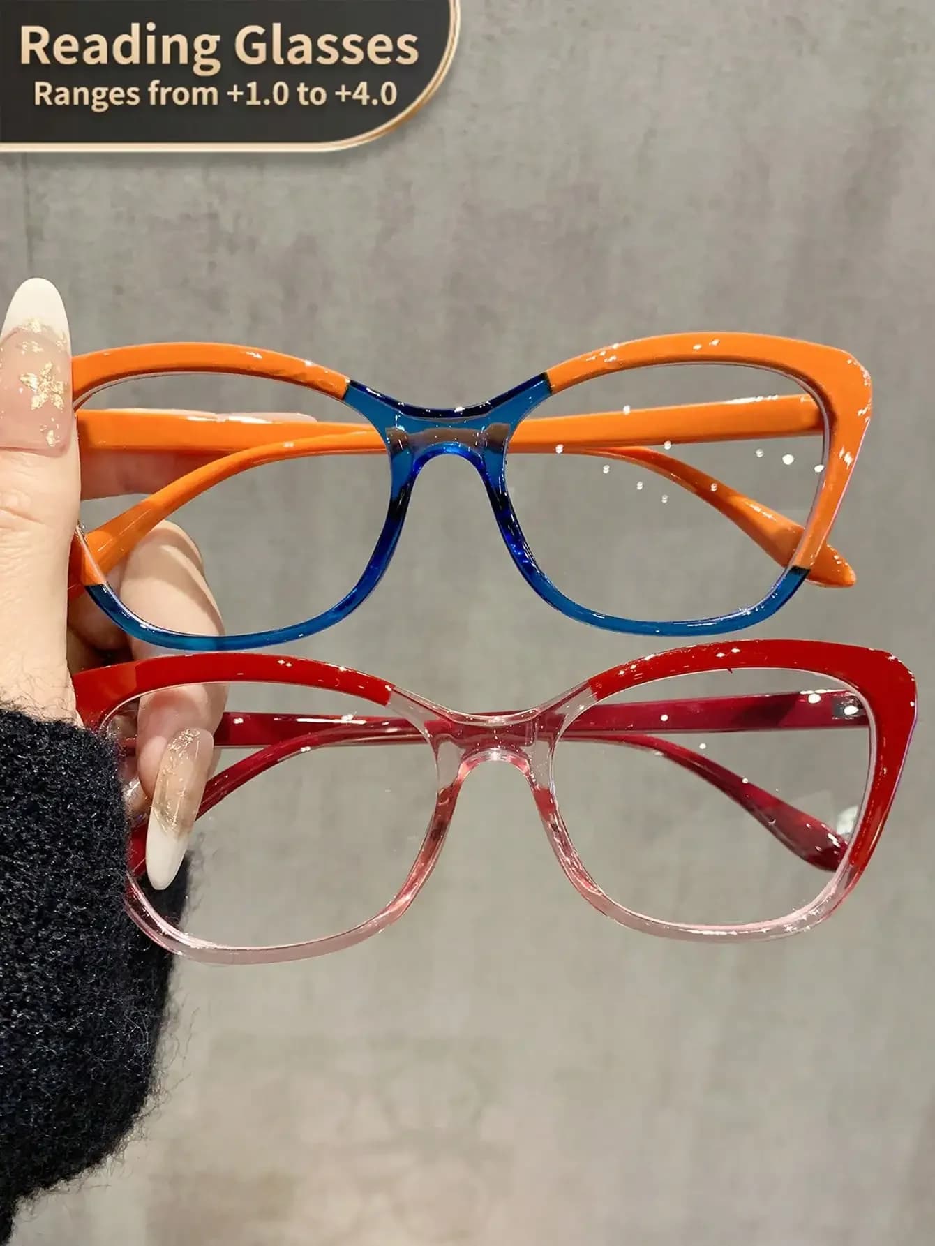 LiMiaoMiao 1pc Women Cat Eye Vintage Reading Glasses, Transparent Clear Magnifying Computer Reading Glasses