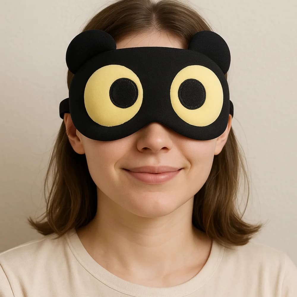 Mascherina per Dormire Traspirante con Design a Occhi Grandi, Divertente Copriocchi Anime Regolabile, Comoda e Rilassante per Studenti