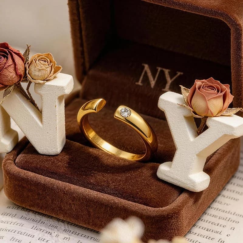 Women's Open Ring in True Gold 24K 9999 Simple and Luxurious Medieval Style, High Range Versatile Ring with Fish Coda Design